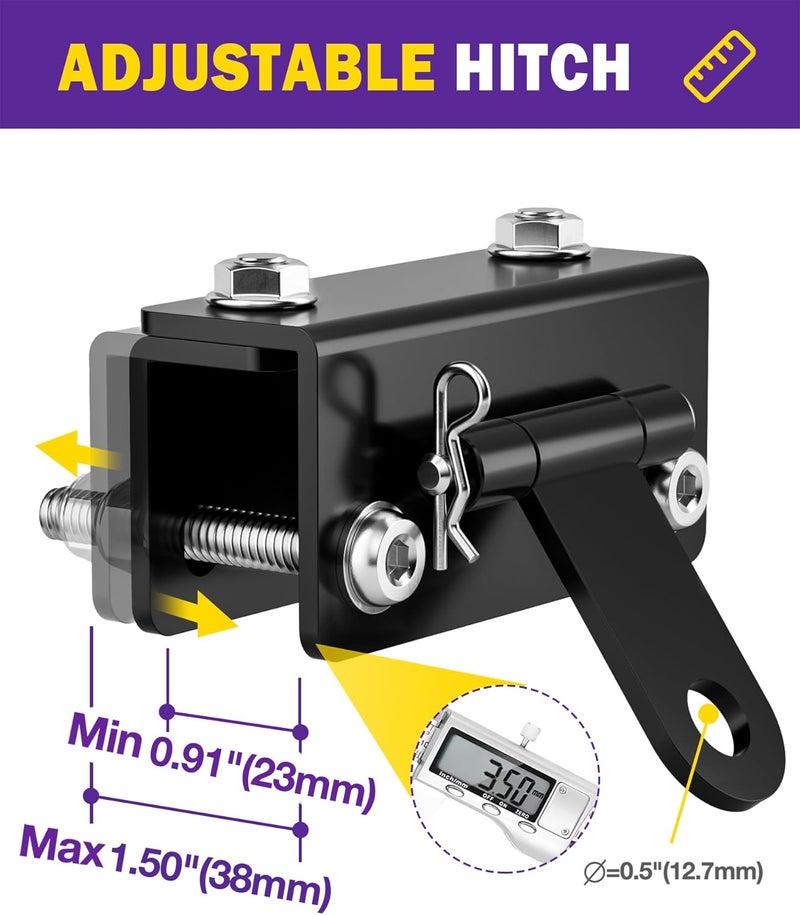 HOWBOW Universal Bumper Hitch, Adjustable Heavy Duty Steel Snowmobile Sled Trailer Towing Kit Compatible With Ski Doo Polaris REV Arctic Cat Yamaha, Tongue Type Accessories - Image 2